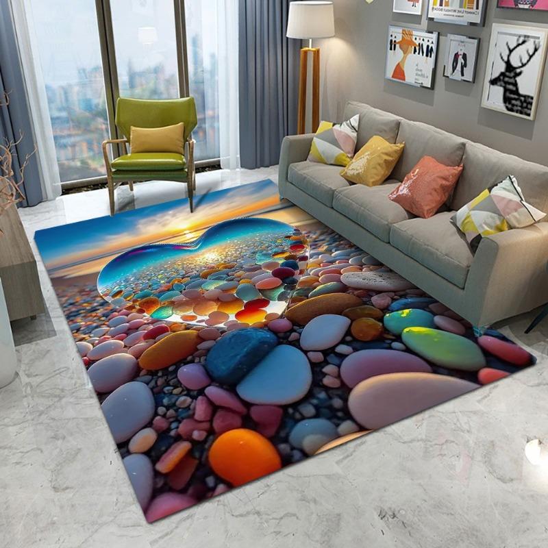 Sea Star Beach Shell Colored Stone Sand Carpet Living Room Bedroom Home Sofa Decoration Children's Play Non Slip Foot Mat