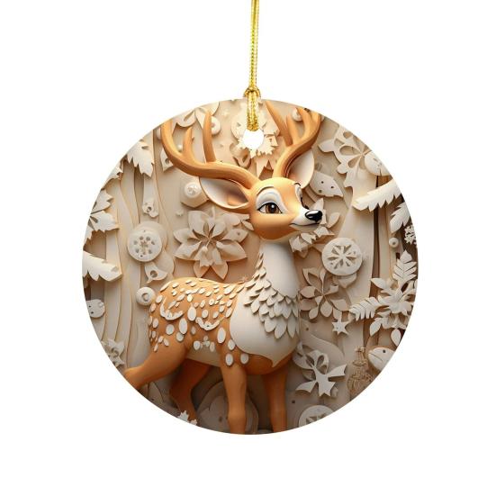 Christmas Pendant Santa Claus Elk Snowman Charm 2D Christmas Hanging Ornament with Lanyard Design Elk Window Decor