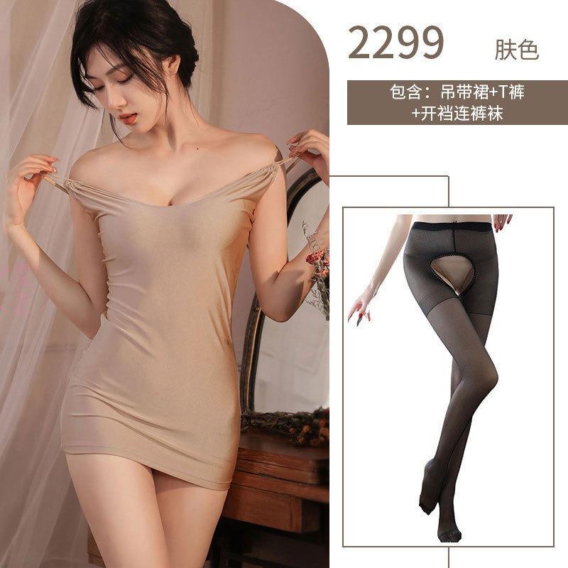 Nightclub Women's Sexy Lingerie Breast Passion Clothes Cross Suspender Dress Seduction Uniform