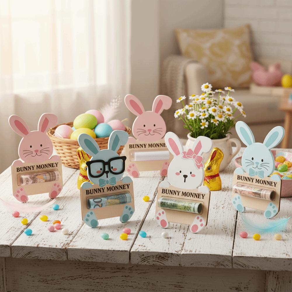 6PCS/SET Portable Bunny Banknote Card Funny Money Wallet Gift Card Holder  Home Decorations
