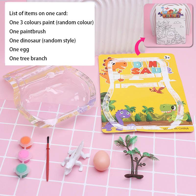 2Pcs Children Painting Toy Handmade DIY Painting Plaster Doll Cartoon Dinosaur Colouring Dinosaur Egg Colouring Toys