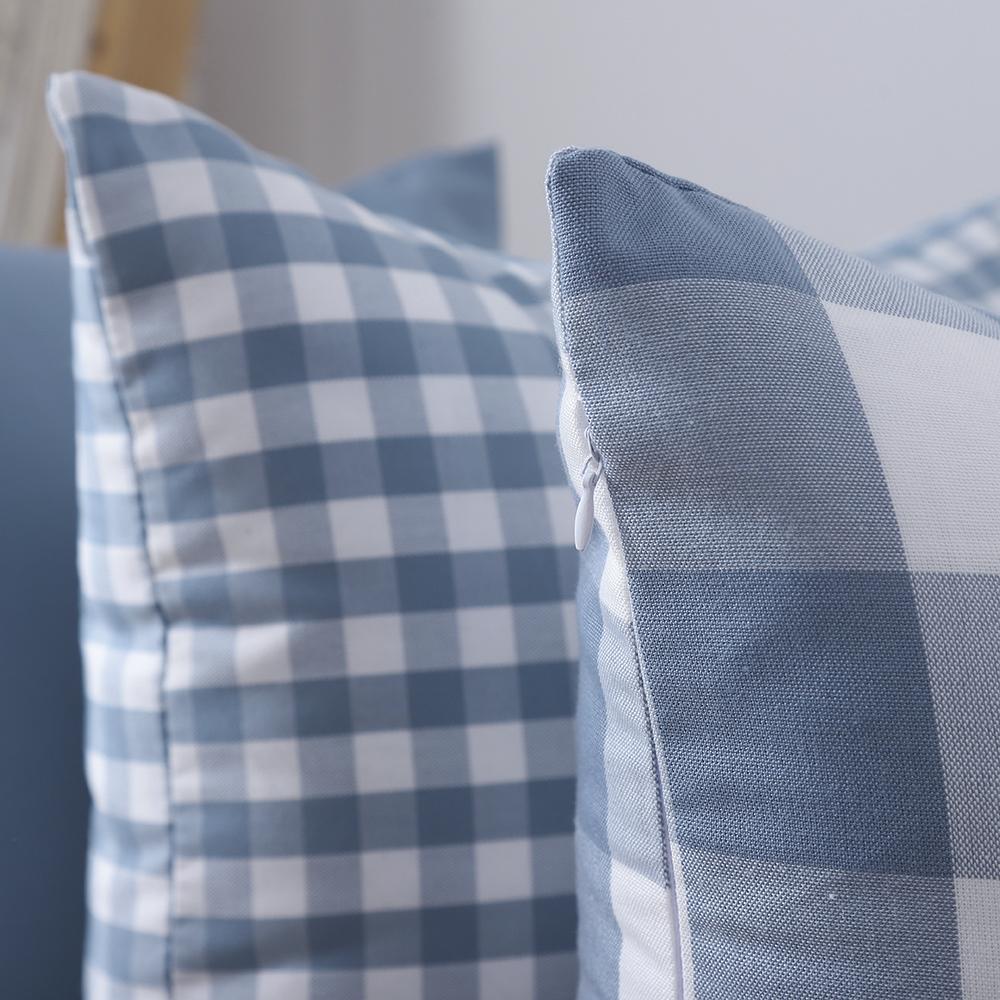 Blue Pillow Covers Plaid Home Decorative Sofa Cushion Cover 45x45cm 1PC