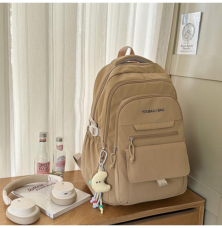 Versatile Candy Color Backpack: Lightweight, Spacious Double Shoulder Bag for Middle and High School Students