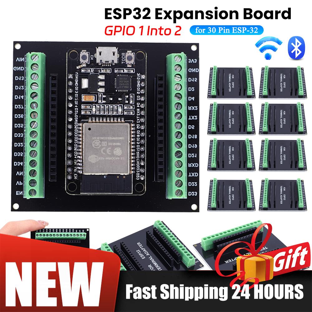 10-1PCS ESP32 Breakout Board GPIO 1 Into 2 + ESP32 CP2102 NodeMCU-32S Lua 30Pin GPIO WiFi+Bluetooth Dual-mode Development Board