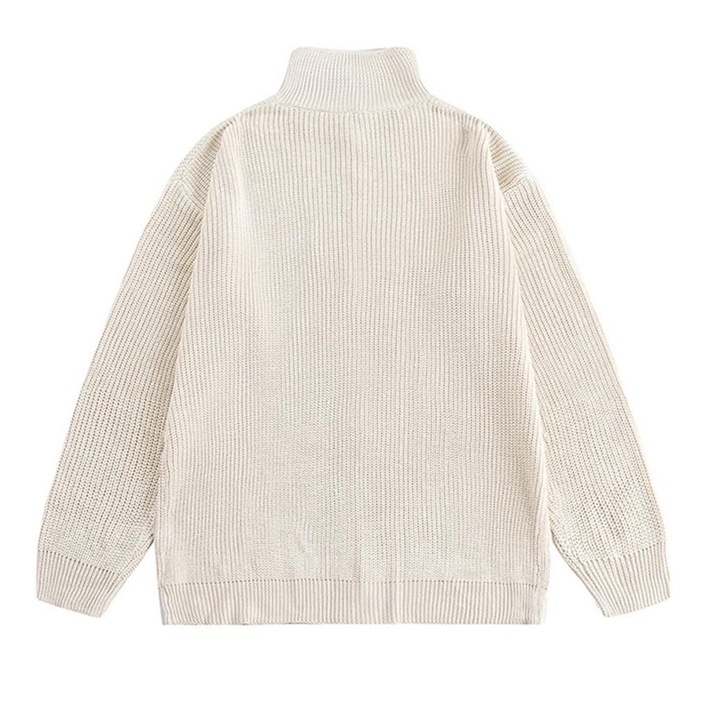 Men'S Loose Stand Up Collar Sweater Knitted Sweater Fashionable Casual Cardigan Jacket