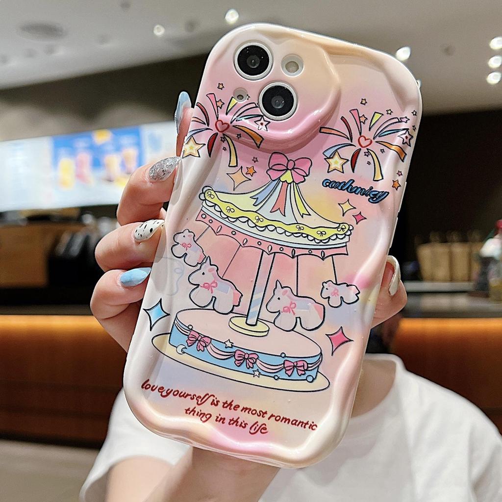 Carousel Silicone Case for Xiaomi Redmi Note 14 13 Samsung A56 A26 A36 Oppo A3 A5 Pro Tecno Spark 30C Funda Cartoon Lucky Dog Cover Soft TPU Bumper
