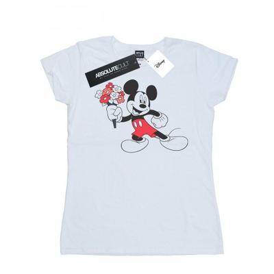Damen/Damen Mickey Mouse Blumen Baumwoll-T-Shirt
