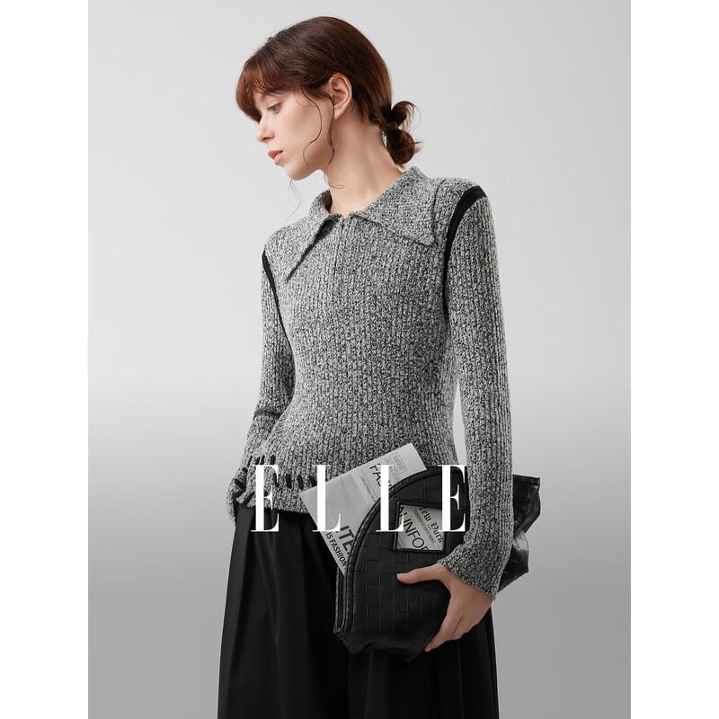 ELLE Women s Patchwork Turtleneck Sweater S