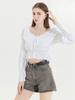 French Pleated Lantern Long Sleeve Shirt Women New Vintage White Square Collar Blouse Tops Female Korean Fashion Desidn Casual Clothing 2024