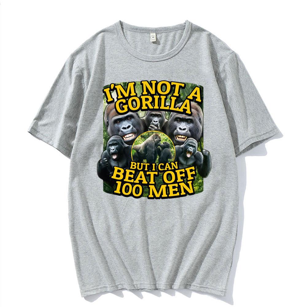 Funny Gorilla Vs 100 Men Meme Graphic T Shirts Men's Women Vintage Fashion Summer T-shirts Casual Summer High Quality T Shirt