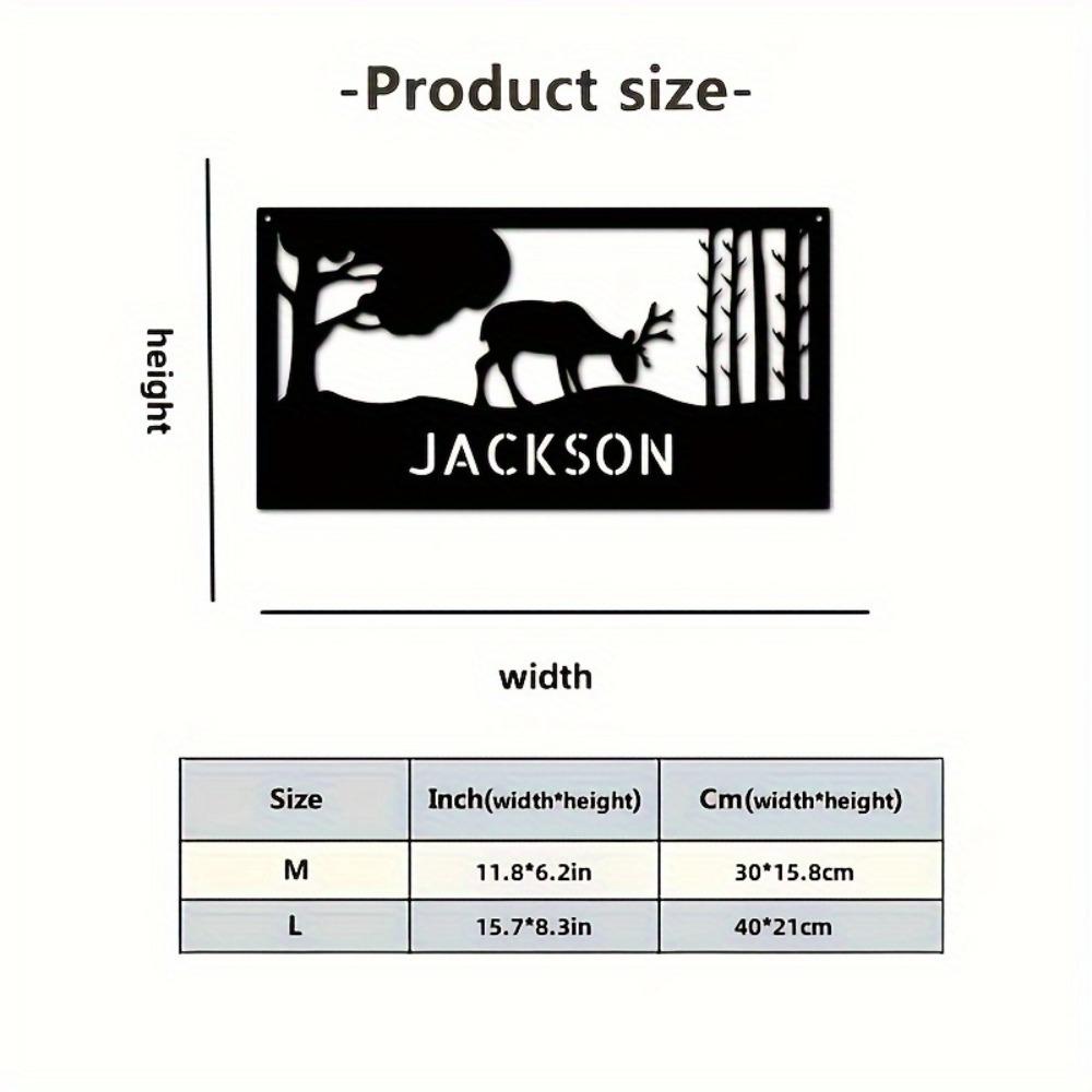 Customizable Metal Deer Sign Personalized Name Weatherproof Wall Art Home Outdoor Gift 30cm