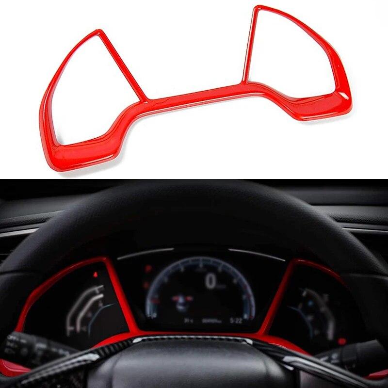 Car Dashboard Decor Frame Red Trim Sticker for Honda Civic 10th Gen 2016 2017 2018 2019 2020 2021 Auto Interior Accessories