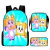 Lankybox Cartoon Pattern Backpack Shoulder Bag Pencil Case Three Piece Set