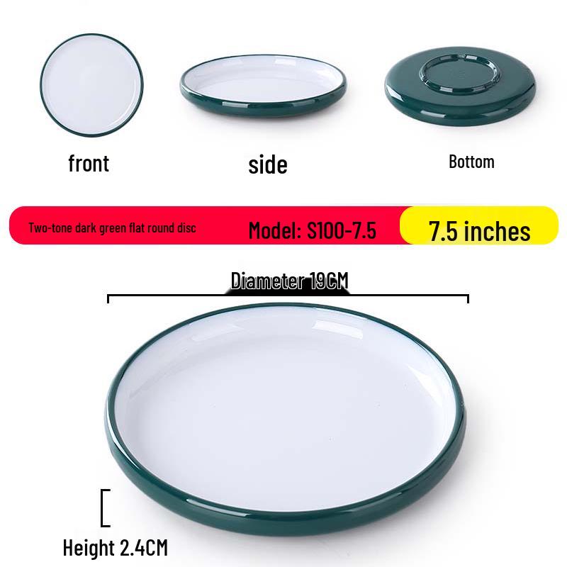 Nordic Round Melamine Shallow Plate for Buffets and Stir-Fry Dishes
