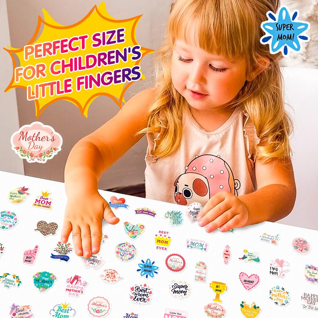 50 PCS Mother's Day Stickers - Pink Gratitude Decals for Gifts, Cups, DIY Crafts