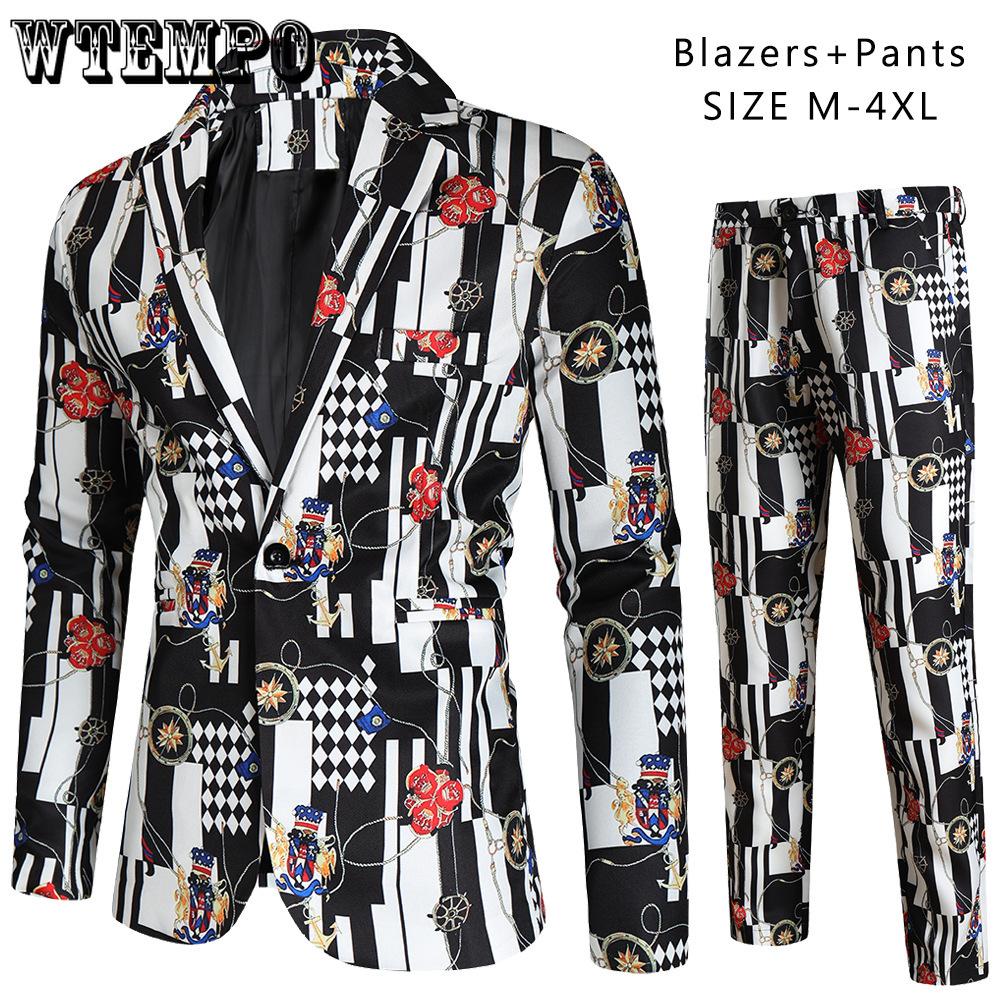 Herbst und Winter Herren Freizeitanzug Anzug Herren 3D bedruckter Anzug 2-teiliges Set
