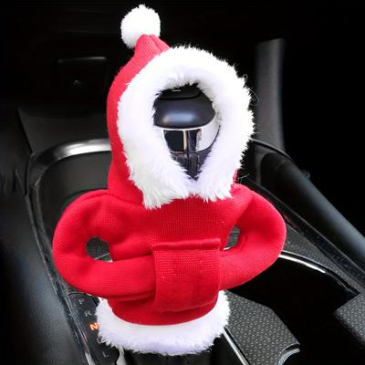 Lustige Weihnachtsmannmütze Auto Schalthebelknauf Abdeckung Rot Weihnachtsdesign Passend für manuelle und automatische Schaltung