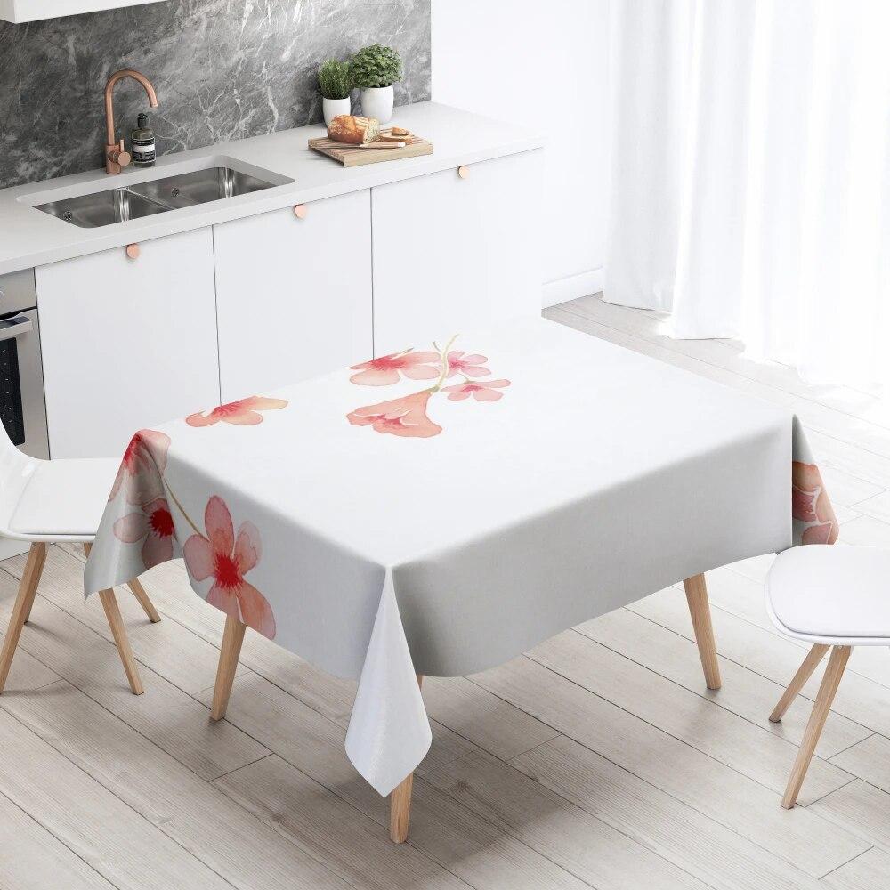 Flower Tablecloth Home Decor Stain Resistant Waterproof Table Decoration Rectangular Kitchen Fireplace Countertop