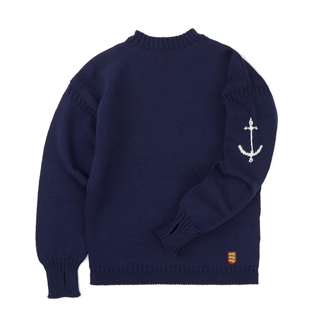Geonjiulleunseu Fisherman Whole Garment Sweater - Navy