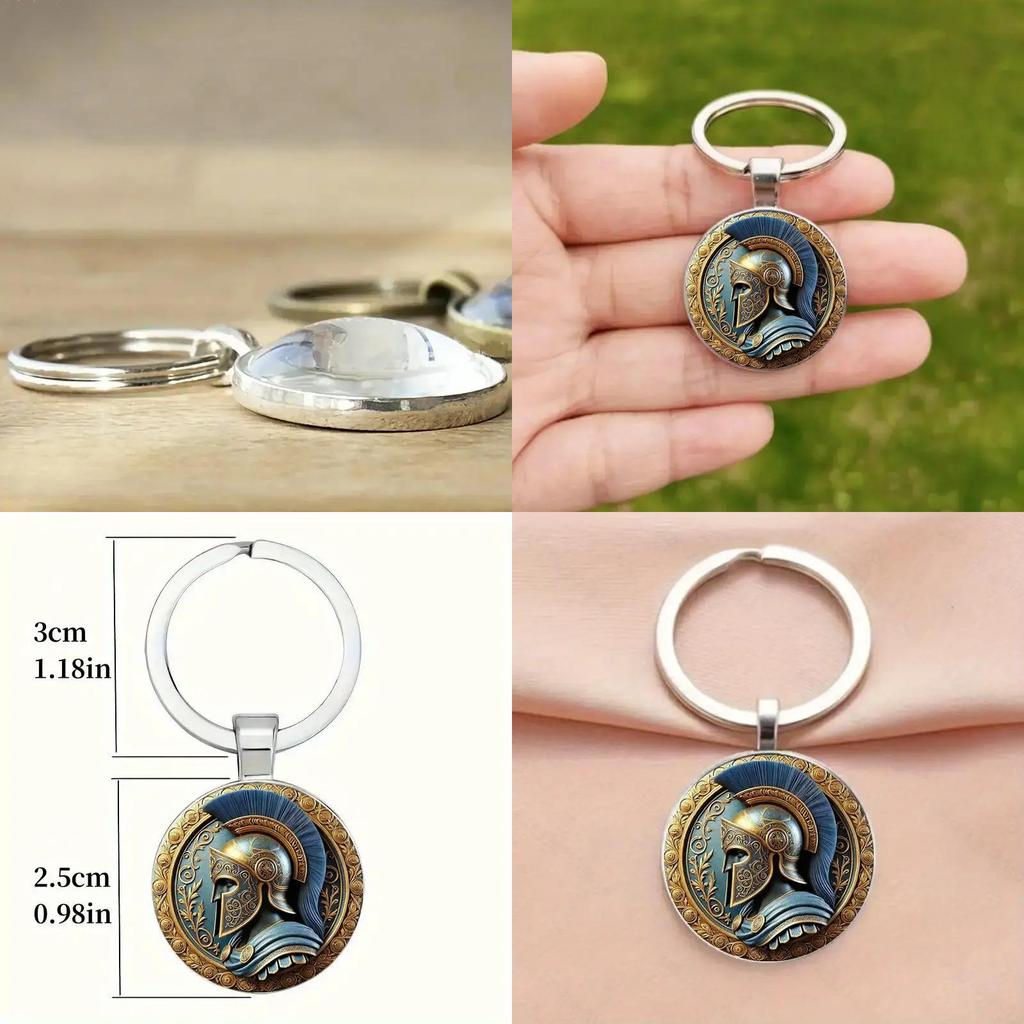 Roman Warrior Helmet Glass Alloy Keychain With Modern Minimalist Look For Party Favor