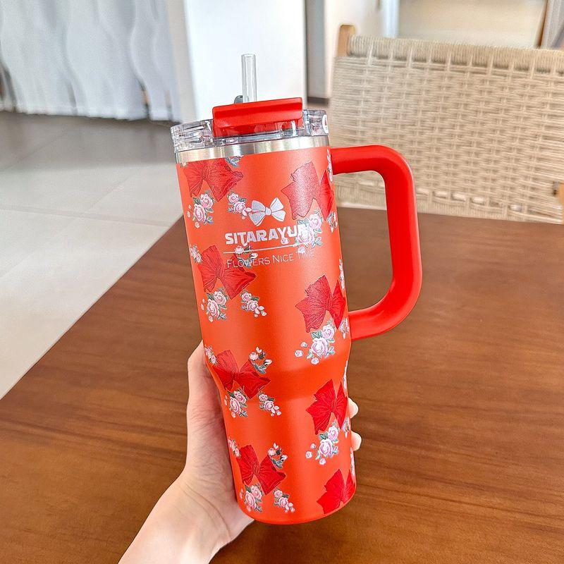 Large Capacity Thermos Cup for Women, Office Coffee Cup, Ice Cup, Straw Water Cup, Giant High-Value Cup