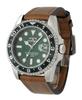 TECHNOS Dive Watch with Leather Metal Rotating Men's Strap, Strap, Bezel, Green, TASM419MM-L [Used]