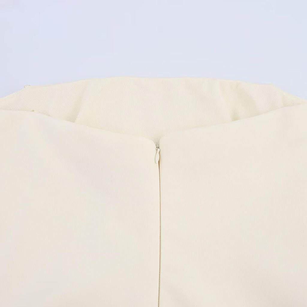 ZA Women's 2025 Spring/Summer Silk Net Strapless Puff Hem Dress - European and American Style