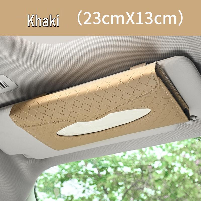 Diamond-Inlaid Leather Car Tissue Box Visor & Seat Back Holder