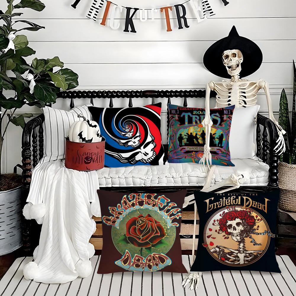 Sound Grateful Dead-Band Pillow Case Silky Short Plush With Invisible Zipper Dustproof Sofa Cushion Cover For Home Decor