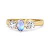 Three Stone Natural Moonstone 925 Sterling Silver Gold Vermeil Engagement Ring