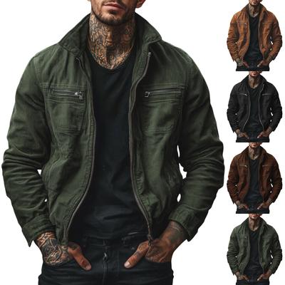 Men's Color Warm Pockets Cardigan Jacket Men's Casual Jacket.