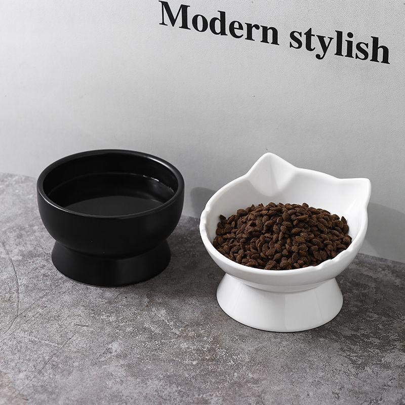 Large Capacity Ceramic Cat Bowl with Neck Protection - Anti-Black Chin Design for Food and Water