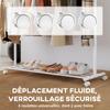 Coat Rack on Wheels with Shoe Shelf and 5 Hooks, 120x43x171cm, White