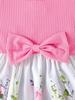Infant Toddler Girl Floral Butterfly Dress, Ruffle Sleeve Bow Accent Dress, Casual Summer Outfit 6-36M