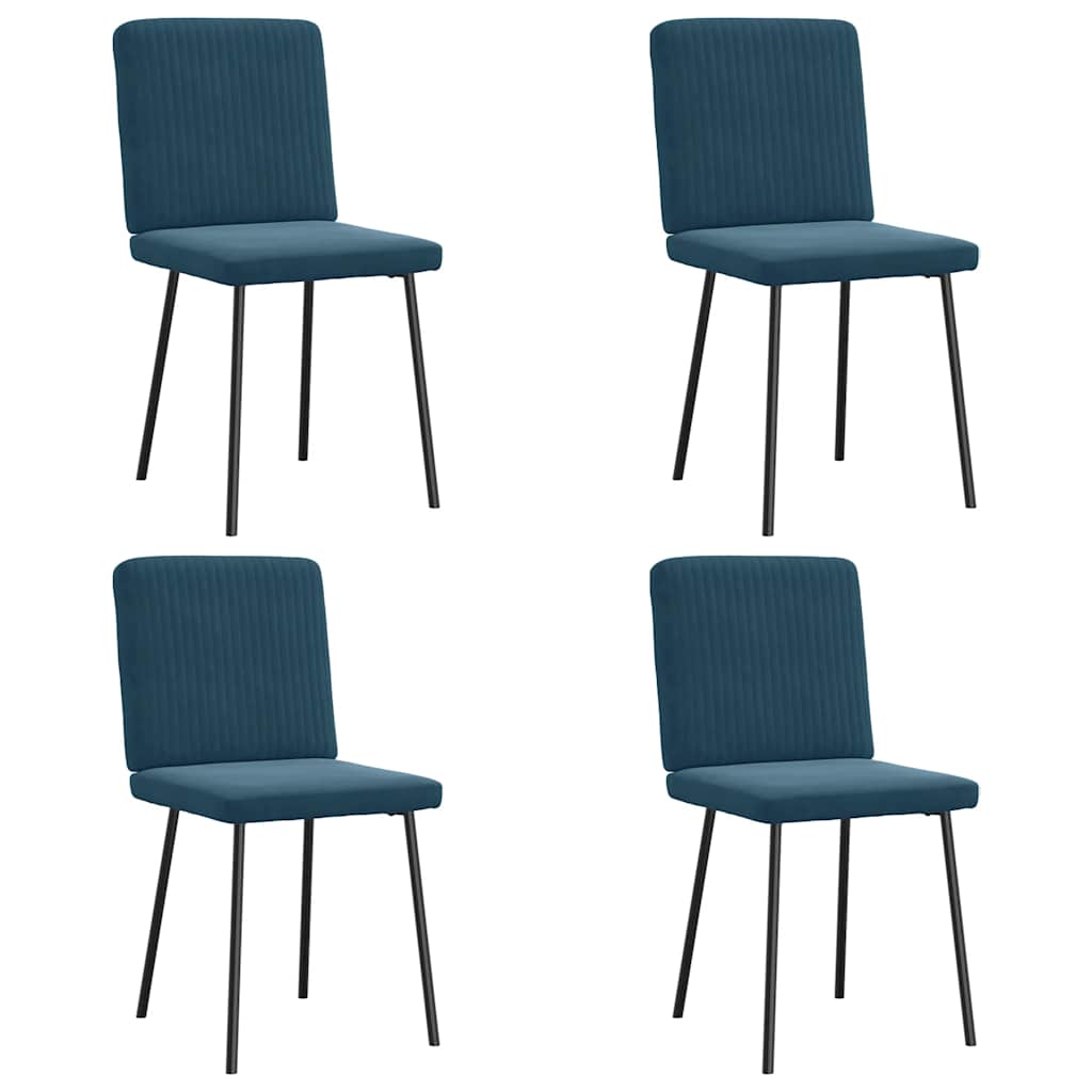 Dining Chairs 4 Pcs Blue Velvet