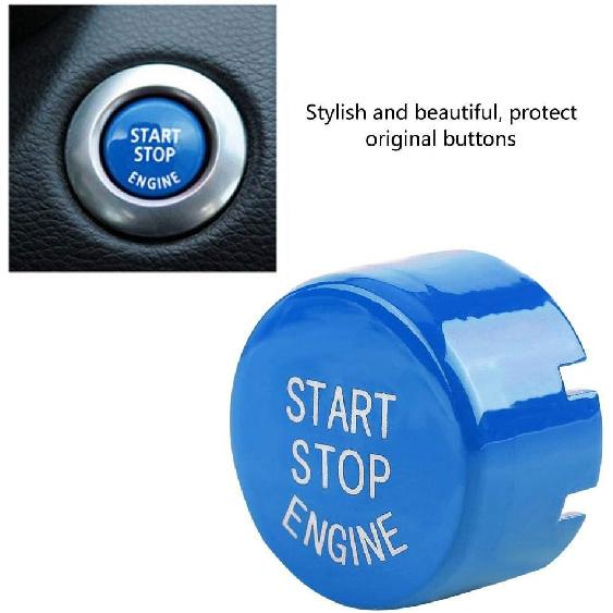 Push Switch Button, Engine Switch Cover, Car Engine One-Button Start Button Fitment for F30 G/F Disk Bottom with Start&Stop(Blue)