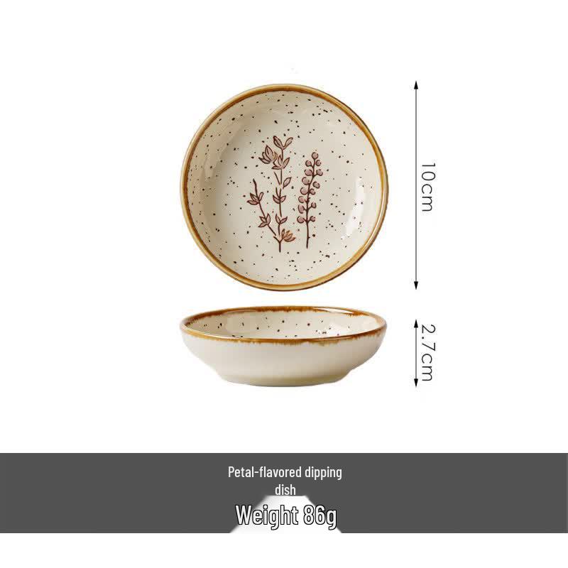 Ink Dye Flower Petal Ceramic Condiment Dish