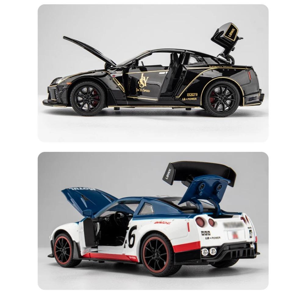 1/22 Nissan Skyline Ares GTR R35 Racing Diecasts & Toy Vehicles Toy Alloy Car Model Sound and Light Collection Kids Toys