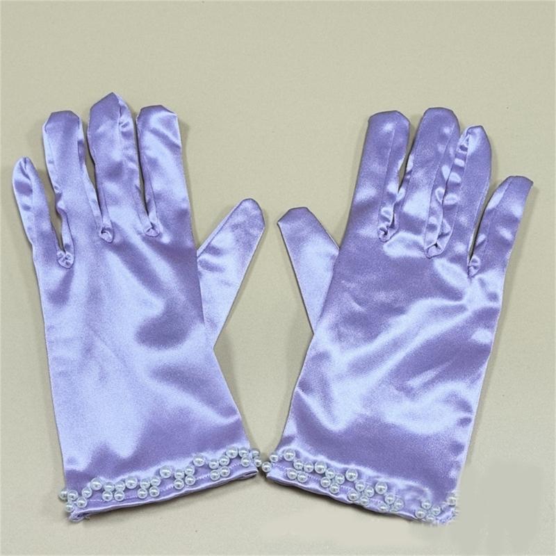 Short Gloves with Beaded Cuffs Bachelorette Party Stage Performances Handwear