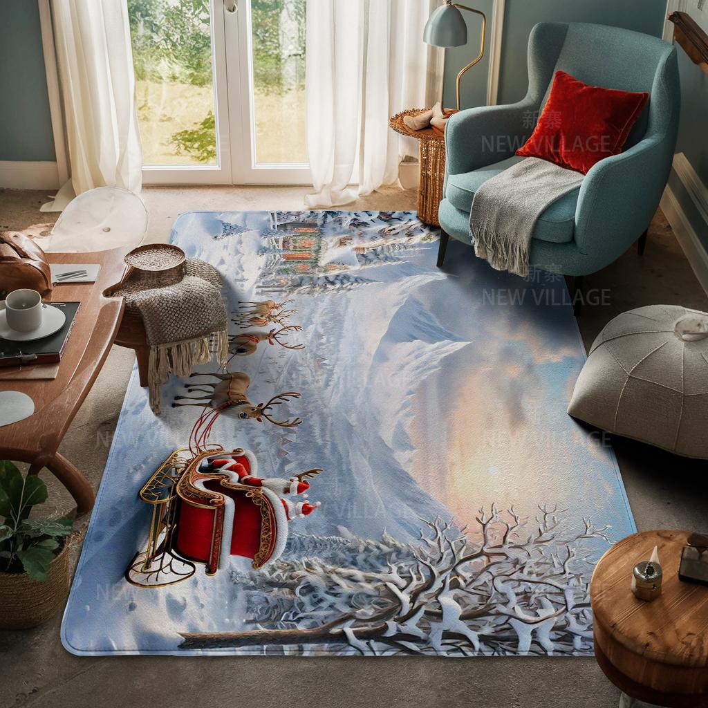 House Entrance Carpet Home Door Mat Living Room Bath Foot Bathroom Non-slip Water Absorption Rugs Bath Merry Christmas Winter
