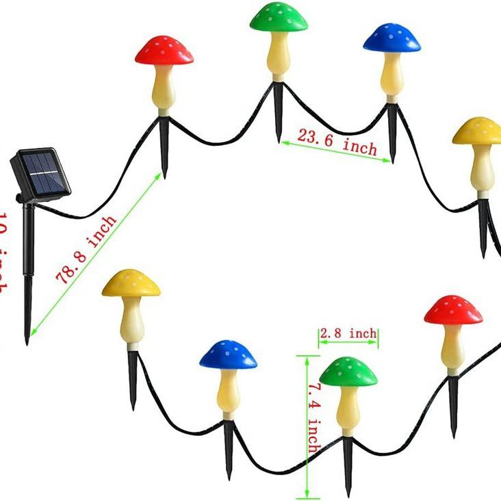 Outdoor Solar LED Mushroom String Lights - Garden Decorative Lamps