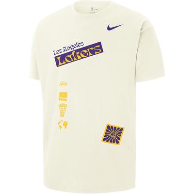Nike X NBA City Edition Courtside Lakers Alphabet Print Loose Casual Crew Neck Tee Men Tops Light-Yellow FV9274-901