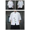 Men Linen Shirt Summer Light Thin Short Sleeved Streetwear Loose Oversize Casual Chinese Style Shirt Tang Suit Hanfu