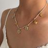 Summer Stainless Steel Necklace Sea Themed Starfish and Heart Charm Drop Oil Neckwear Enamel Jewelry Accessory