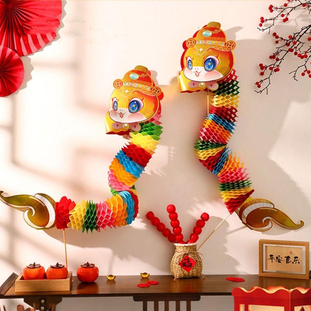 

3D Chinese Paper Dance Snake Cartoon Handheld Snake Crafts Spring Festival Supplies 1m