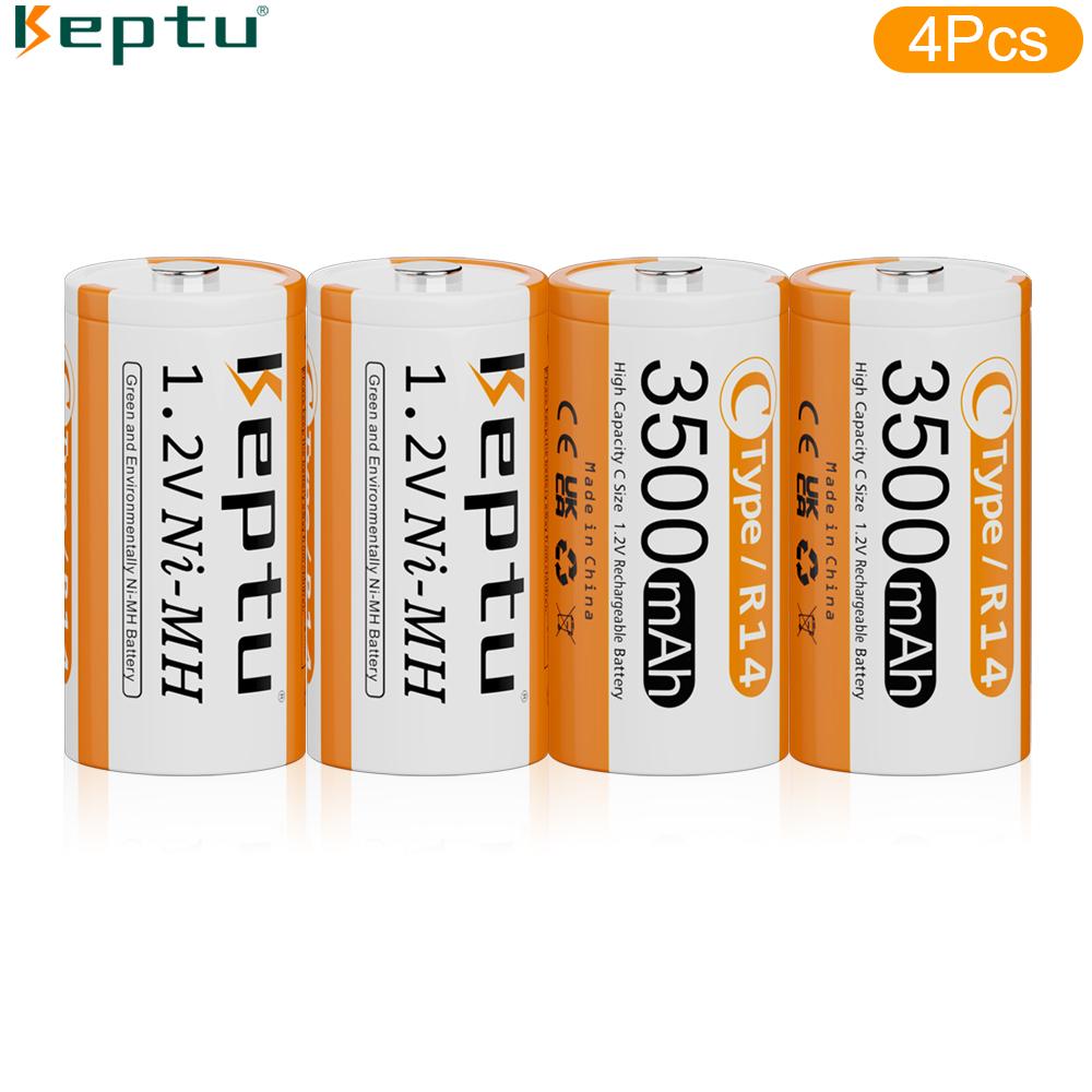 KEPTU 3500mAh 1.2V C Size Ni-MH Rechargeable Battery with Low Self Discharge for Household Flashlight Water Heater Toy