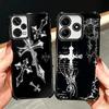 Custodia Morbida per Telefono con Sigillo Crociato Cyber Gotico per Xiaomi Redmi Note 14 15 Pro Plus 13 12 11S 11T 5G 10 9S 9 Placcata Anti-Caduta Fundas