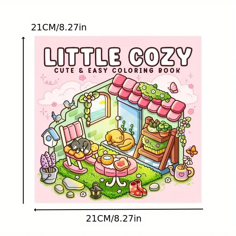 LITTLE COZY Adult Coloring Book Stress Relief 1pc with 22 Thick Paper Pages And Bold Designs No Batteries Required Ideal Gift