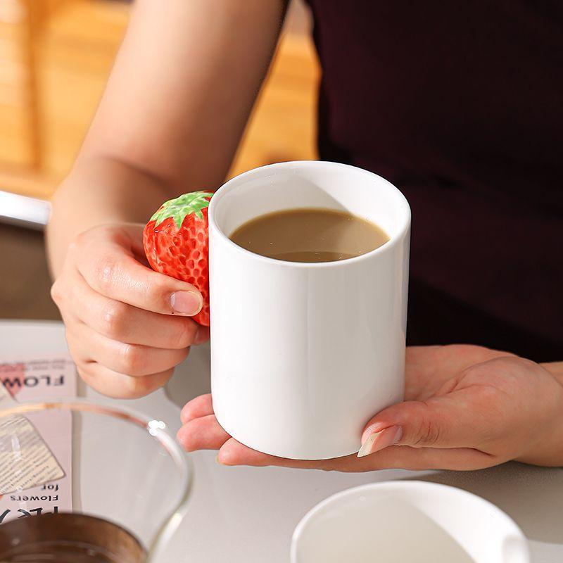 Creative Fruit Lemon Strawberry Cup Ceramic Breakfast Milk Mug Exquisite Afternoon Camellia Flower Tea Cup Office Coffee Mug New