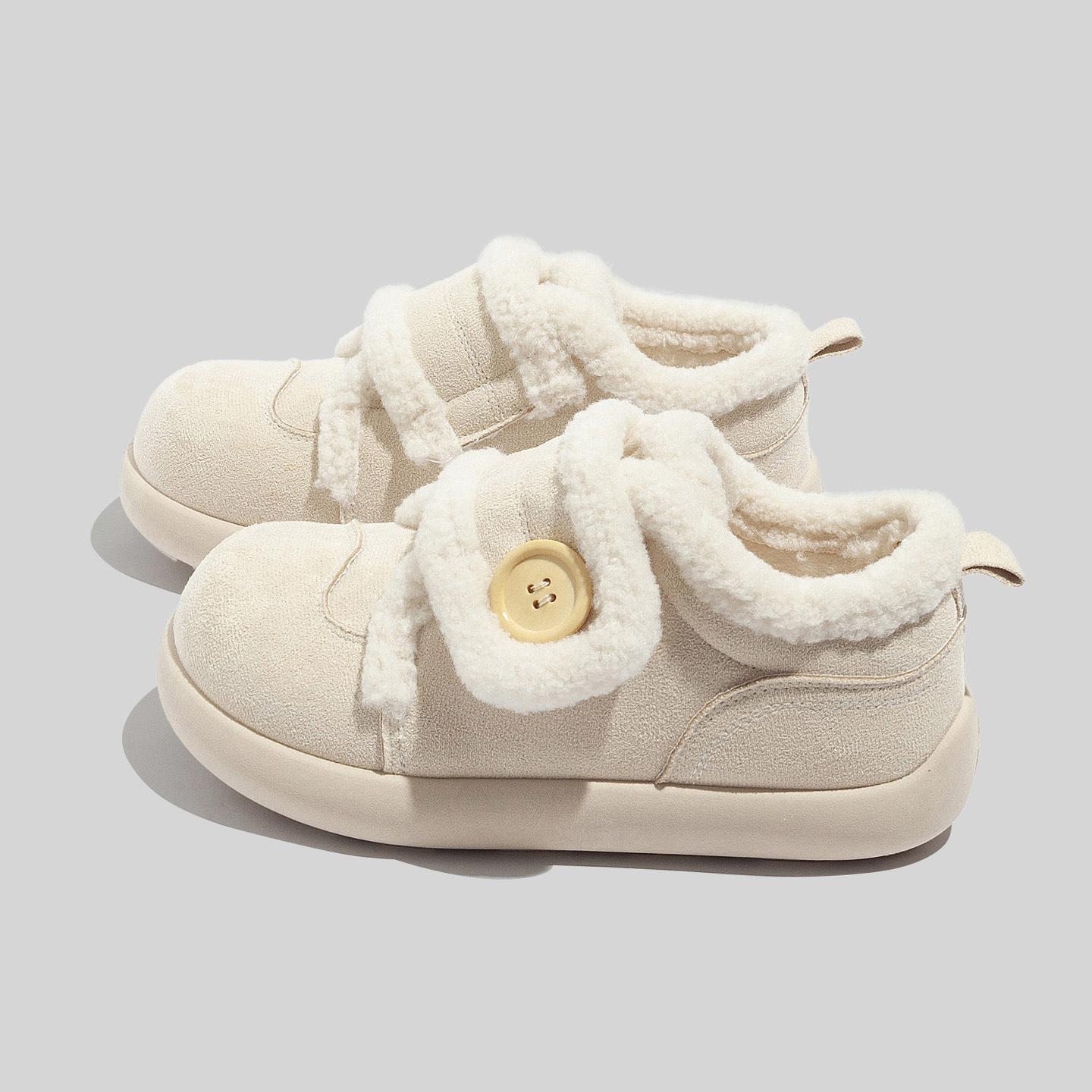 Velcro-strap Stylish Fleece-lined Women s Shoes Warm Winter Cotton Shoes 40 бежевый